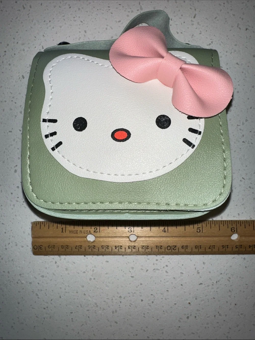 Hello Kitty Green Mini Handbag/Crossbody with Pink Bow Hello Kitty Face, NWT